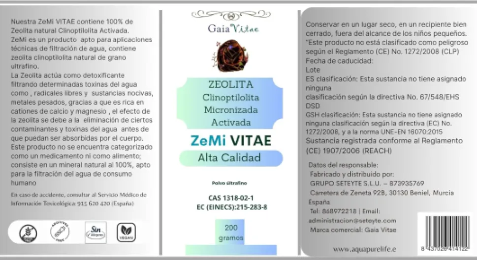 Gaia VITAE® Zéolite Clinoptilolite micronisée activée - Poudre ultra-fine < 20 µm - 100% naturelle - Haute pureté - 200 g / 400 g