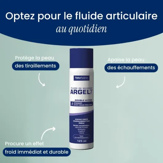 NaturAvignon Argel 7 gel de massage gênes articulaires et contracture musculaire - argile verte, harpagophytum - Creme massage genoux douleur dos - effet cryothérapie et relaxation - Spray 125mL x3 125 ml (Lot de 3)