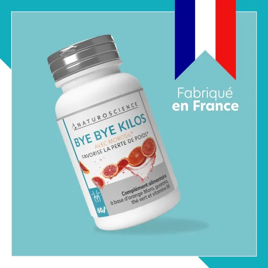 ByeBye Kilos - Complément Alimentaire Minceur, Perte de Poids, Brûleur de Graisse - Extrait d’Orange Sanguine Morosil Breveté, Guarana, Thé Vert, Vitamine B6-60 Gélules
