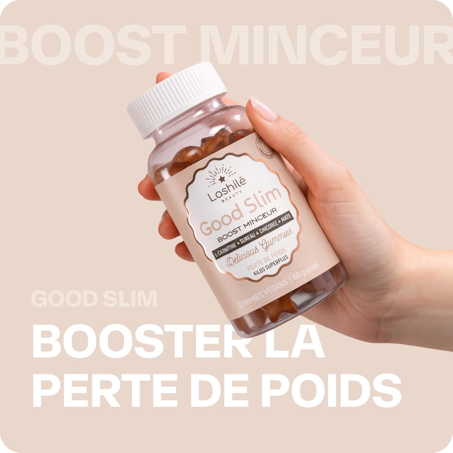 Gummies Contrôle et perte de poids - Perte du poids Puissant & Silhouette - Good Slim - Complément alimentaire Minceur - L-Carnitine Maté Vit C & B6 - Cure 1 Mois 60 Gummies 1 unité (Lot de 1)